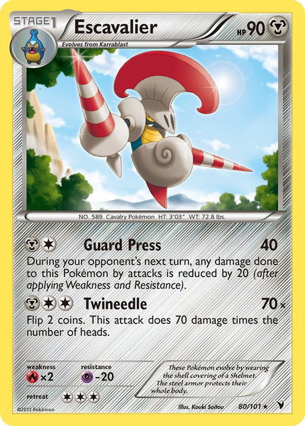 Escavalier trading card from Noble Victories Escavalier - Noble Victories Pokémon trading card