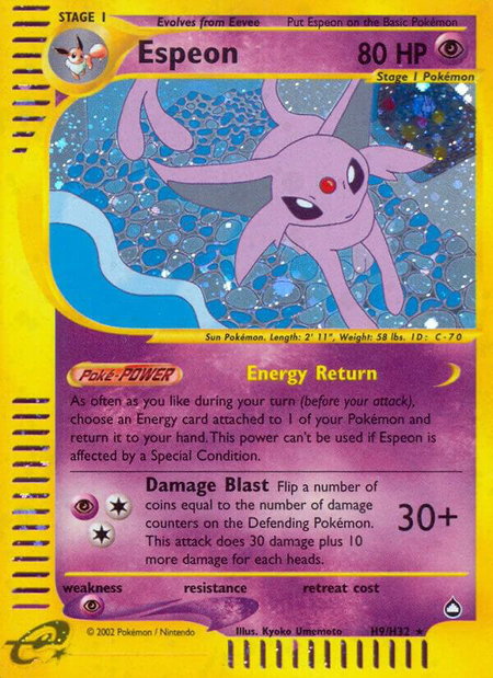 Espeon (H9) - Aquapolis Pokémon trading card