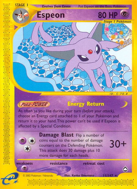 Espeon - Aquapolis Pokémon trading card