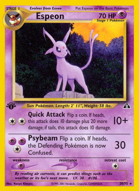 Espeon (20) - Neo Discovery Pokémon trading card