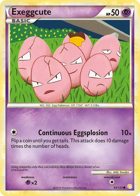 Exeggcute trading card from HeartGold SoulSilver Exeggcute - HeartGold SoulSilver Pokémon trading card
