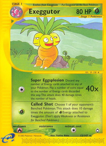 Exeggutor (12) - Aquapolis Pokémon trading card