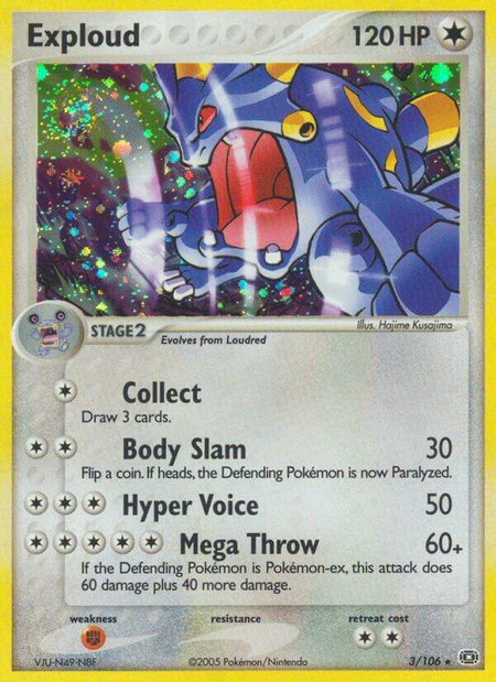 Exploud trading card from Emerald Exploud - Emerald Pokémon trading card