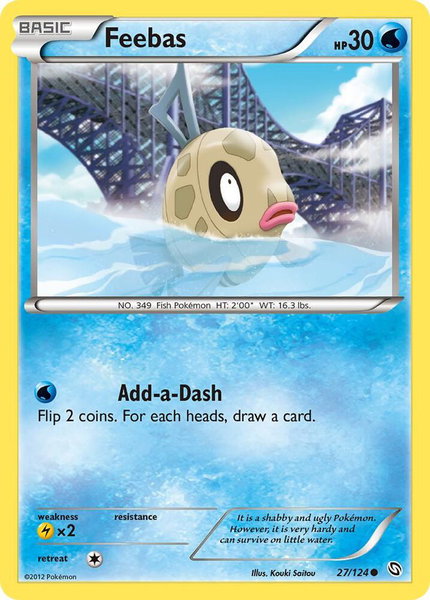 Feebas trading card from Dragons Exalted Feebas - Dragons Exalted Pokémon trading card