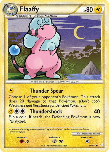 Flaaffy trading card from HeartGold SoulSilver Flaaffy - HeartGold SoulSilver Pokémon trading card