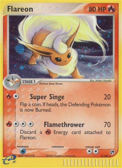 Flareon trading card from Sandstorm Flareon - Sandstorm Pokémon trading card