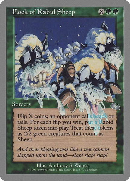 Flock of Rabid Sheep trading card from Unglued Flock of Rabid Sheep - Unglued Magic: The Gathering trading card