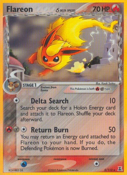 Flareon (Delta Species) trading card from Delta Species Flareon (Delta Species) - Delta Species Pokémon trading card