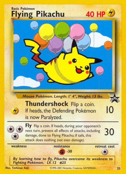 Flying Pikachu trading card from WoTC Promo Flying Pikachu - WoTC Promo Pokémon trading card