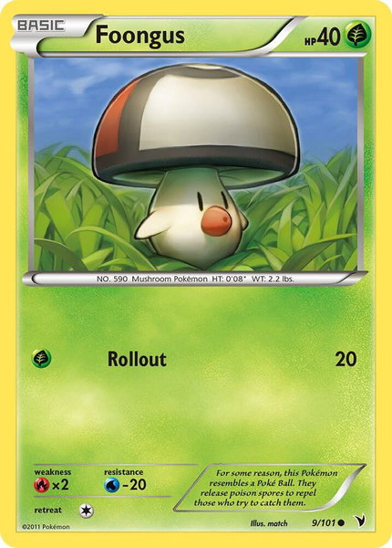 Foongus trading card from Noble Victories Foongus - Noble Victories Pokémon trading card