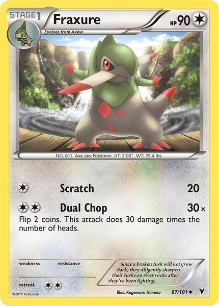 Fraxure trading card from Noble Victories Fraxure - Noble Victories Pokémon trading card
