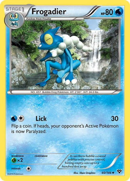 Frogadier trading card from XY Base Set Frogadier - XY Base Set Pokémon trading card