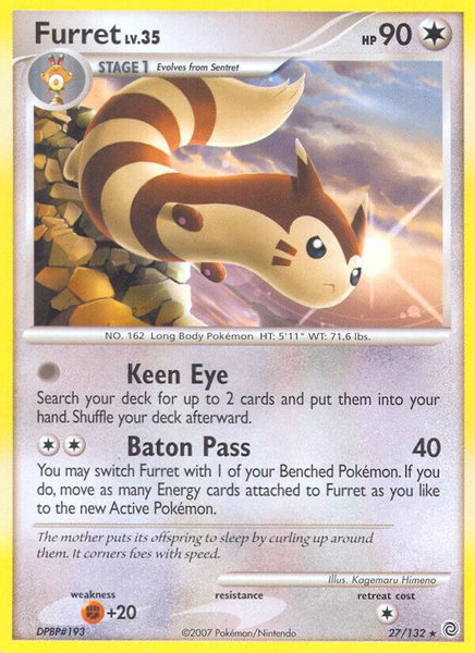 Furret trading card from Secret Wonders Furret - Secret Wonders Pokémon trading card