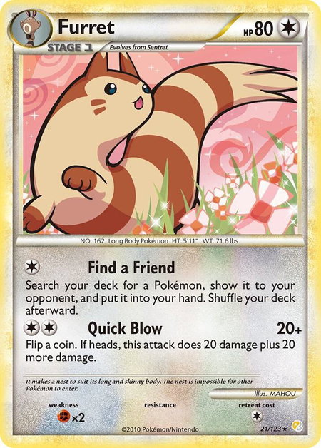 Furret - HeartGold SoulSilver Pokémon trading card