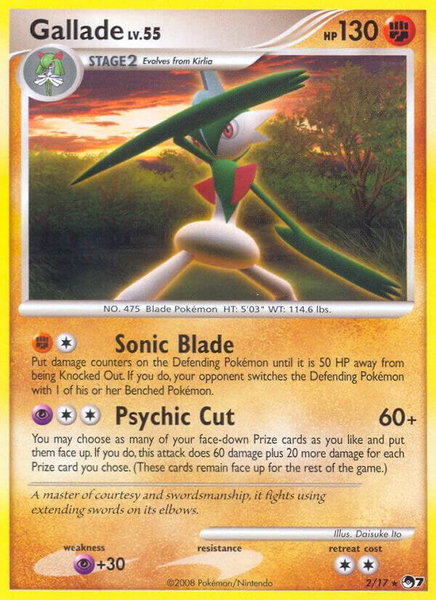 Gallade trading card from POP Series 7 Gallade - POP Series 7 Pokémon trading card