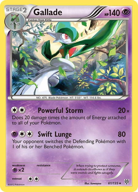 Gallade - Plasma Storm Pokémon trading card