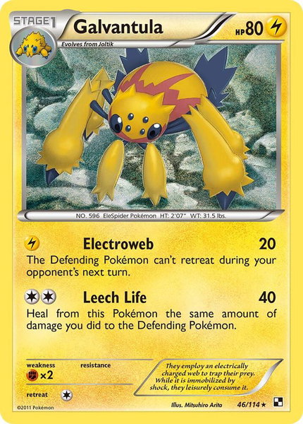 Galvantula trading card from Black and White Galvantula - Black and White Pokémon trading card