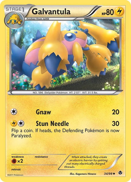 Galvantula trading card from Emerging Powers Galvantula - Emerging Powers Pokémon trading card