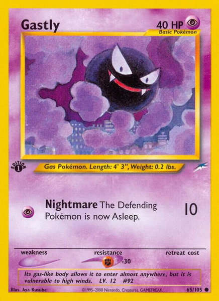 Gastly trading card from Neo Destiny Gastly - Neo Destiny Pokémon trading card