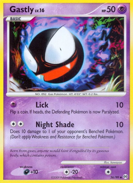 Gastly (36) trading card from Arceus Gastly (36) - Arceus Pokémon trading card