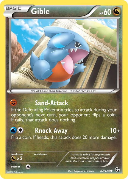 Gible (87) trading card from Dragons Exalted Gible (87) - Dragons Exalted Pokémon trading card