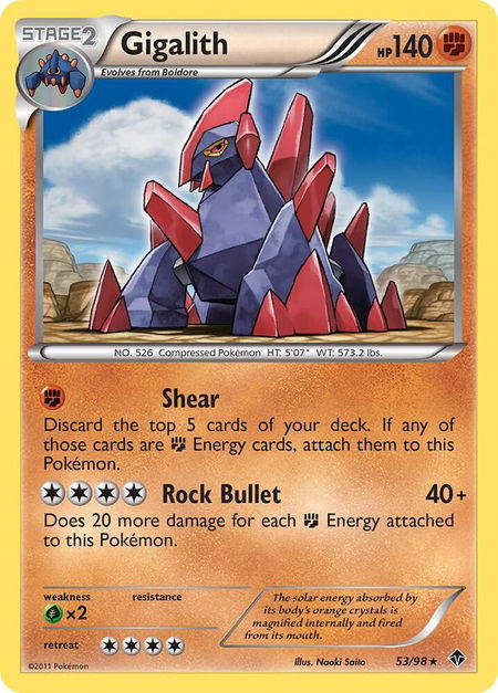 Gigalith - Emerging Powers Pokémon trading card
