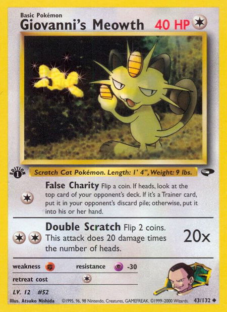 Giovanni's Meowth (43) - Gym Challenge Pokémon trading card