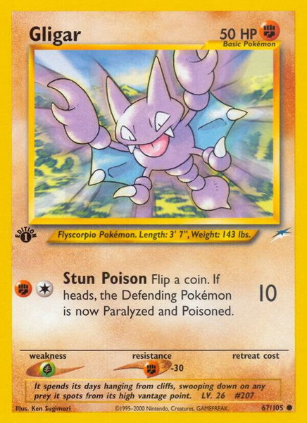 Gligar trading card from Neo Destiny Gligar - Neo Destiny Pokémon trading card