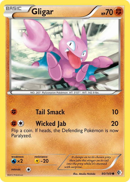 Gligar trading card from Boundaries Crossed Gligar - Boundaries Crossed Pokémon trading card