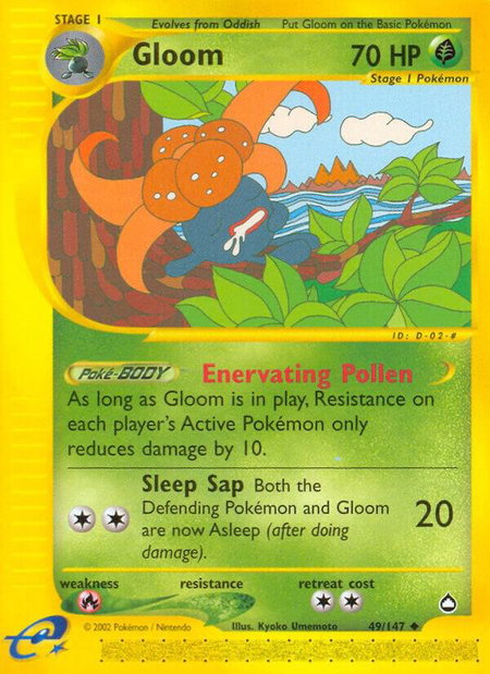 Gloom - Aquapolis Pokémon trading card