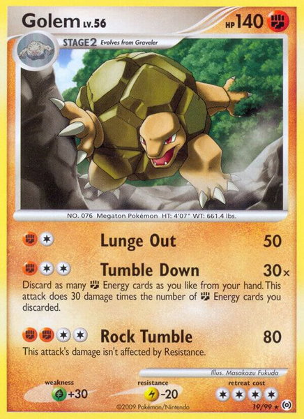 Golem trading card from Arceus Golem - Arceus Pokémon trading card