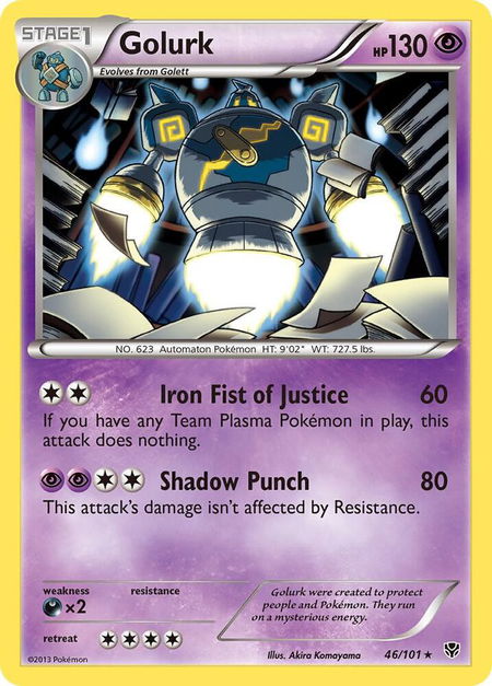 Golurk - Plasma Blast Pokémon trading card