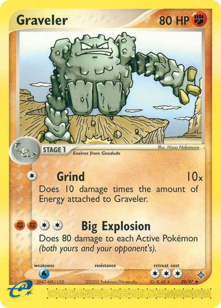 Graveler - 29/97 trading card from Dragon Graveler - 29/97 - Dragon Pokémon trading card