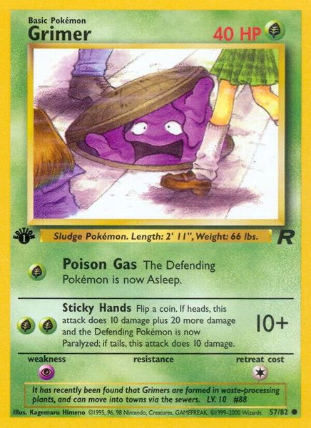 Grimer trading card from Team Rocket Grimer - Team Rocket Pokémon trading card