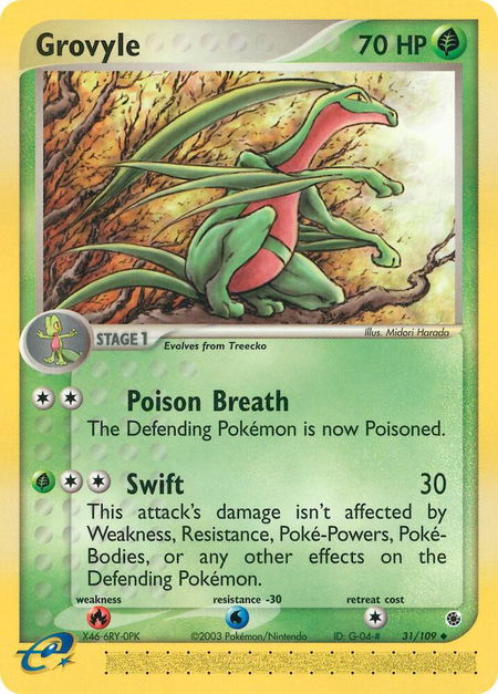 Grovyle - 31/109 - Ruby and Sapphire Pokémon trading card