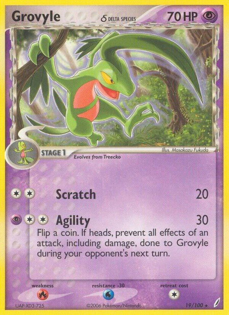 Grovyle (Delta Species) trading card from Crystal Guardians Grovyle (Delta Species) - Crystal Guardians Pokémon trading card