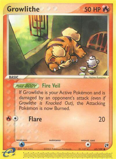 Growlithe trading card from Sandstorm Growlithe - Sandstorm Pokémon trading card