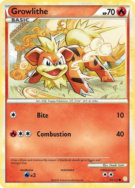 Growlithe - HeartGold SoulSilver Pokémon trading card