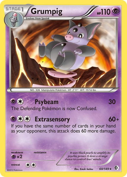Grumpig trading card from Boundaries Crossed Grumpig - Boundaries Crossed Pokémon trading card