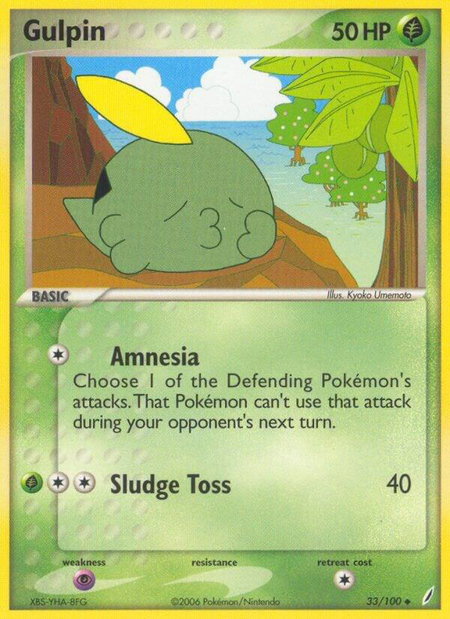 Gulpin trading card from Crystal Guardians Gulpin - Crystal Guardians Pokémon trading card