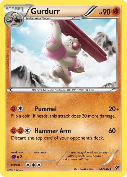 Gurdurr trading card from XY Base Set Gurdurr - XY Base Set Pokémon trading card