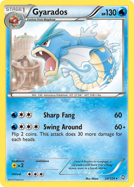 Gyarados trading card from Dragons Exalted Gyarados - Dragons Exalted Pokémon trading card