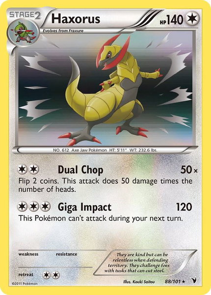 Haxorus trading card from Noble Victories Haxorus - Noble Victories Pokémon trading card