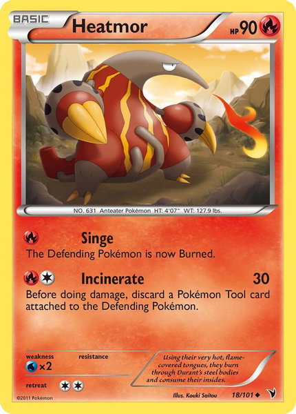 Heatmor trading card from Noble Victories Heatmor - Noble Victories Pokémon trading card