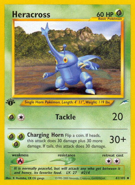 Heracross trading card from Neo Destiny Heracross - Neo Destiny Pokémon trading card