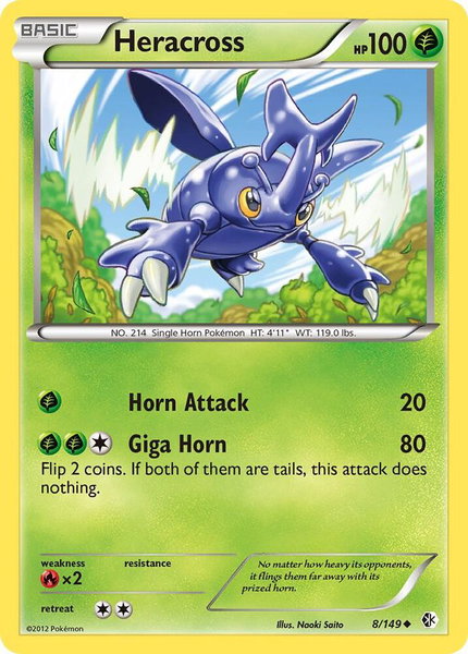 Heracross trading card from Boundaries Crossed Heracross - Boundaries Crossed Pokémon trading card