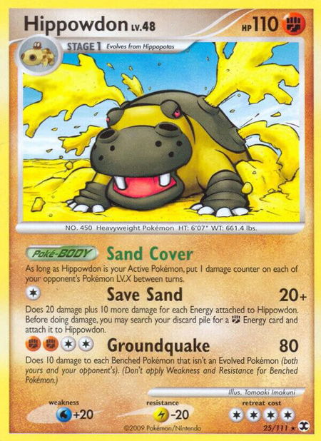 Hippowdon trading card from Rising Rivals Hippowdon - Rising Rivals Pokémon trading card