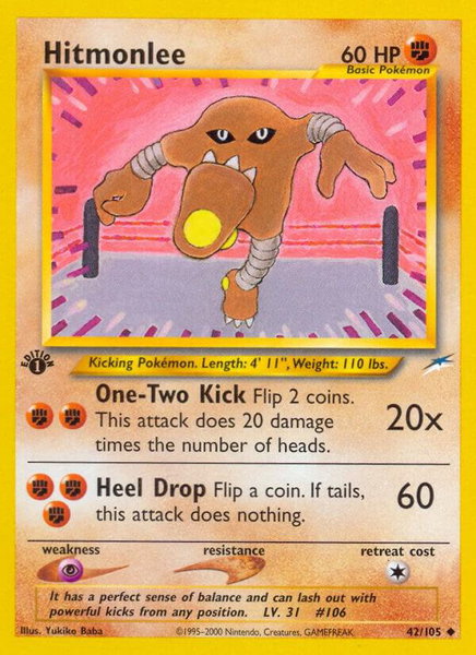 Hitmonlee trading card from Neo Destiny Hitmonlee - Neo Destiny Pokémon trading card