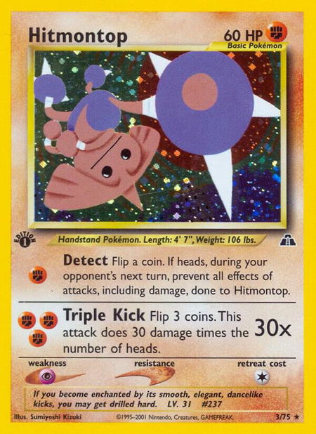 Hitmontop (3) - Neo Discovery Pokémon trading card