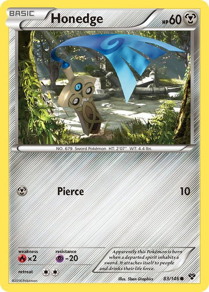 Honedge trading card from XY Base Set Honedge - XY Base Set Pokémon trading card